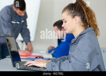 young woman engineer working on robotics project Stock Photo