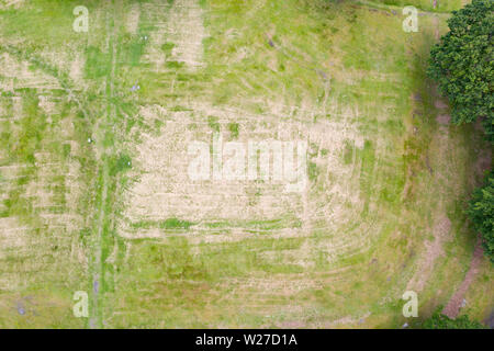 Aerial view of Rough Castle fort location Roman Antonine Wall at Rough Castle, Central Region, Scotland, UK Stock Photo