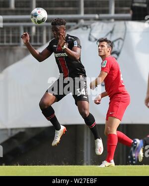 Wuppertal, Deutschland. 06th July, 2019. firo: 06.07.2019, Football, 1.Bundesliga, season 2019/2020, Test match, WSV, Wuppertal SV - Bayer 04 Leverkusen Kevin BUKUSU, Leverkusen, left | usage worldwide Credit: dpa/Alamy Live News Stock Photo