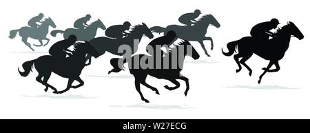 Horse race in racecourse silhouette vector Stock Vector