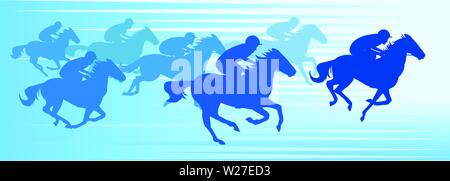 Horse race in racecourse silhouette vector Stock Vector