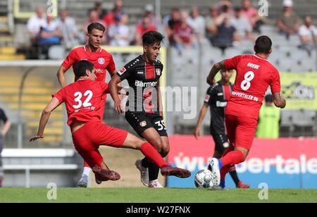 Wuppertal, Deutschland. 06th July, 2019. firo: 06.07.2019, Football, 1.Bundesliga, season 2019/2020, Test match, WSV, Wuppertal SV - Bayer 04 Leverkusen Samed ONUR, Leverkusen, duels | usage worldwide Credit: dpa/Alamy Live News Stock Photo