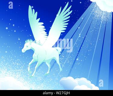 Pegasus run and flyinfg vector silhouette Stock Vector