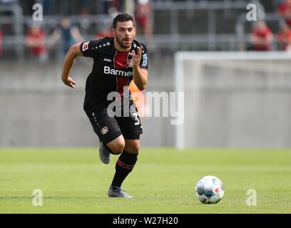 Wuppertal, Deutschland. 06th July, 2019. firo: 06.07.2019, Football, 1.Bundesliga, season 2019/2020, Test match, WSV, Wuppertal SV - Bayer 04 Leverkusen Kevin VOLLAND, Leverkusen, single action $ worldrights, Our terms and conditions apply, can be viewed at www.firosportphoto.de, copyright by firo sportphoto: Coesfelder Str. 207 D-48249 Dulmen www.firosportphoto.de mail@firosportphoto.de Bank account: (V olksbank B ochum - W itten) IBAN: DE68430601290341117100 BIC: GENODEM1BOC Tel:   49-2594-9916004 Fax:   49-2594-9916005 Credit: dpa/Alamy Live News Stock Photo