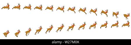 Deer running and jumping animation sequence, loop animation sprite sheet vector Stock Vector