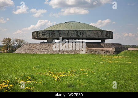 Mausoleum erected in 1969 contains ashes and remains of cremated victims. Majdanek concentration camp in Lublin. Poland Stock Photo