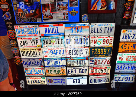 License plate walls at the Anchor Bar in Buffalo, NY Stock Photo