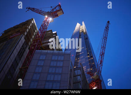 New building structures under construction close to the Shard near London Bridge. Landscape format. Stock Photo