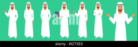 Arab businessman character set vector Stock Vector