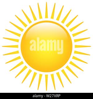 Sun solar icon with sunbeams vector illustration isolated on white background Stock Vector