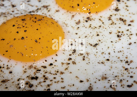 Two fried eggs sunny side up with pepper Stock Photo
