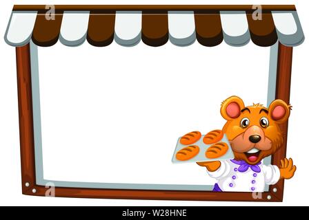 A bear on note template illustration Stock Vector