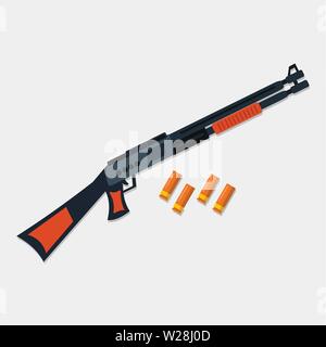 shotgun with bullet vector illustration Stock Vector