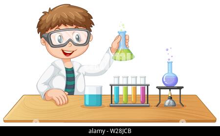 Student experiment in chemistry class illustration Stock Vector Image ...