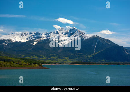 Tenmile Mountain Range and Dillon Reservoir in the Colorado Rockies Stock Photo