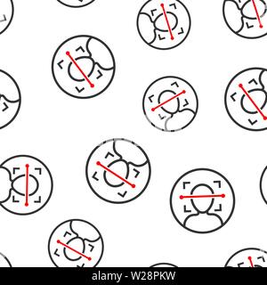 Face scan icon seamless pattern background. Facial id vector illustration on white isolated background. Identification algorithm business concept. Stock Vector