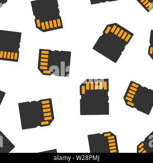 Micro SD card icon seamless pattern background. Memory chip vector illustration on white isolated background. Storage adapter business concept. Stock Vector