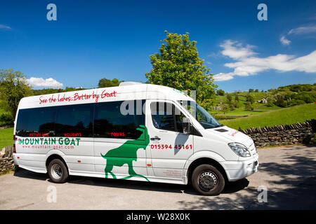 UK, Cumbria, Hawkshead, Near Sawrey, Mountain Goat bus at Hill Top Farm Beatrix Potter’s home Stock Photo