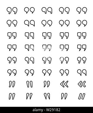 Quotes symbol set. Quotation mark signs in different styles. Citation comma icons isolated on white background Stock Vector