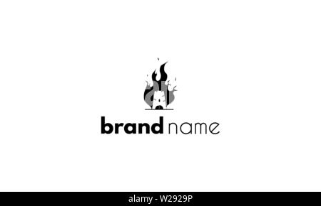 Vector logo on which is an abstract image of a burning tower. Stock Vector