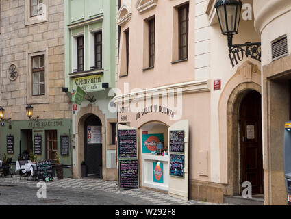 At The black Star, a restaurant in the Old Town of Prague, Czeck Republic Stock Photo