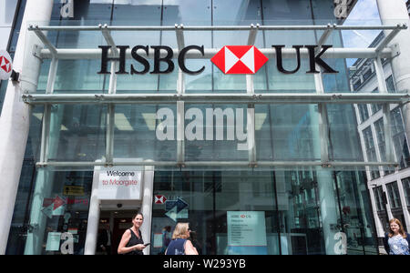 Signage outside HSBC bank, City of London, London, UK Stock Photo