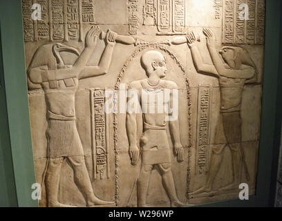 The Egyptian Gallery at Manchester Museum, UK. Part of the University of Manchester. Stock Photo