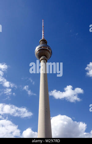 Berlin TV Tower Germany Clouds Stock Photo