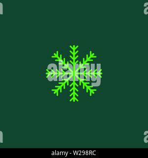 Green Snowflake flat icon. Snow pictogram. Winter symbol. Vector illustration, EPS10 Stock Vector