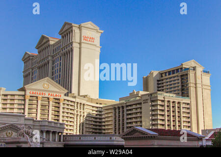 Las Vegas, Nevada, USA - May 6, 2019: Exterior of Caesars Palace on Las Vegas Boulevard. The Las Vegas mega resort has multiple restaurants, shopping Stock Photo