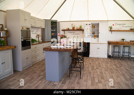 90th Kent County Show, Detling, 6th July 2019. A cream and grey display kitchen. Stock Photo