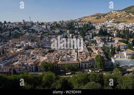 View of El Albaicín from the Alambra, Granada, Spain. Stock Photo