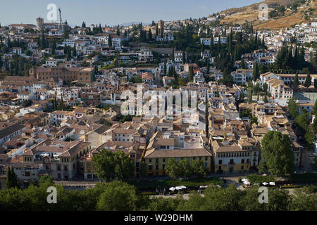 View of El Albaicín from the Alambra, Granada, Spain. Stock Photo