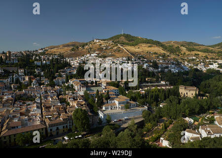 View of El Albaicín from the Alambra, Granada, Spain. Stock Photo