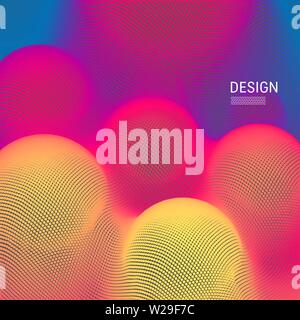 Abstract background. Technology style. 3d network design with particles. Vector illustration. Cover design template. Can be used for advertising, mark Stock Vector