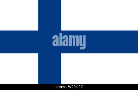 high resolution Finnish national flag of Finland, Europe Stock Photo
