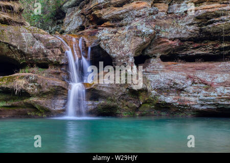 Waterfall along a hiking trail in Hocking Hills State Park. Logan, Ohio. Stock Photo