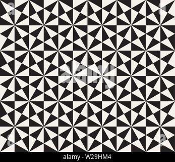 Abstract geometric pattern in black and white with triangles and polygons within a hexagon, monochrome background. Modern stylish texture. Design for Stock Vector
