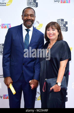 Sir Lenny Henry and Lisa Makin attending the South Bank Sky Arts Awards at the Savoy Hotel in London. Stock Photo