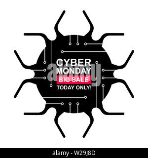Cyber Monday, online shopping and marketing concept. Tag label. Flat icon. Vector stock illustration Stock Vector