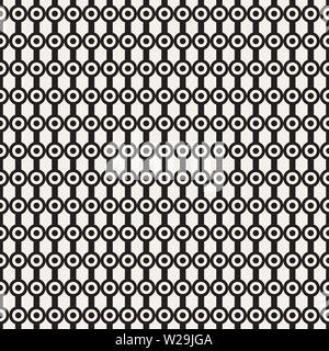 Vector seamless pattern. Repeating abstract background with circles. Graphic linear streaks with dots Stock Vector