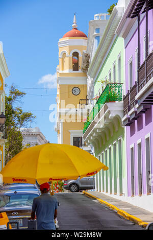 Narrow road, Casa Alcaldía de San Juan, Old San Juan, Puerto Rico Stock Photo