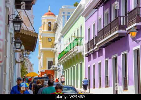 Narrow road, Casa Alcaldía de San Juan, Old San Juan, Puerto Rico Stock Photo