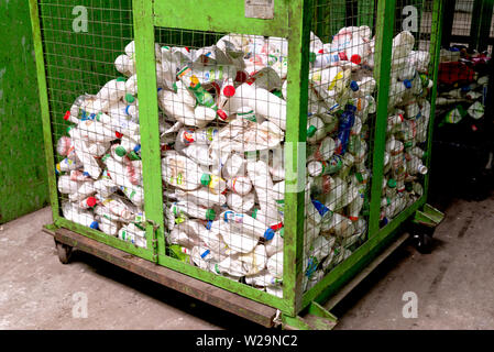 Minsk, Belarus -June 6, 2019 Waste processing plant. Technological process for acceptance, storage, sorting and further processing of waste for their Stock Photo