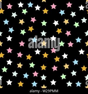 stars seamless pattern full color on black background vector eps10 editable Stock Vector
