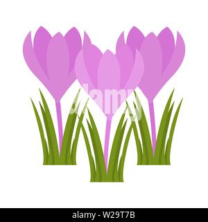 Crocus flower flat icon, wild flowers, plant vector illustration isolated on white background Stock Vector