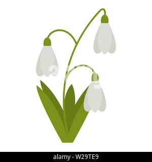 Snowdrops flower flat icon, wild flowers, plant vector illustration isolated on white background Stock Vector