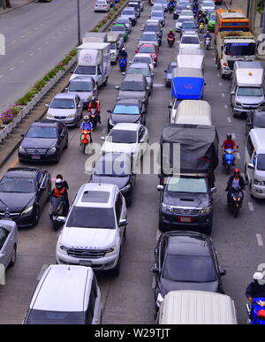 A traffic jam in central Bangkok, Thailand Stock Photo