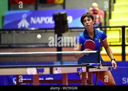 Pozzuoli, Italy. 07th July, 2019. The italian player Veronica Mosconi during the match of table tennis of Summer Universiade match between Italy and Poland at the PalaTrincone in Pozzuoli (Napoli) . Credit: Paola Visone/Pacific Press/Alamy Live News Stock Photo