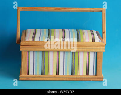 sewing box on colorful background Stock Photo